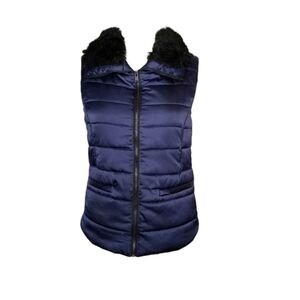 LOVE TREE Blue Quilted Vest Sz S